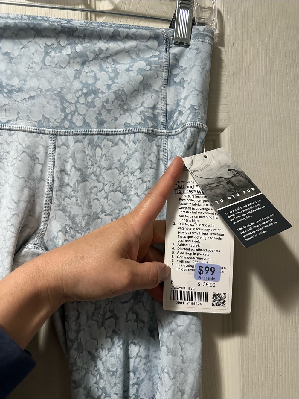 lululemon athletica Light Blue Marble-Print Leggings